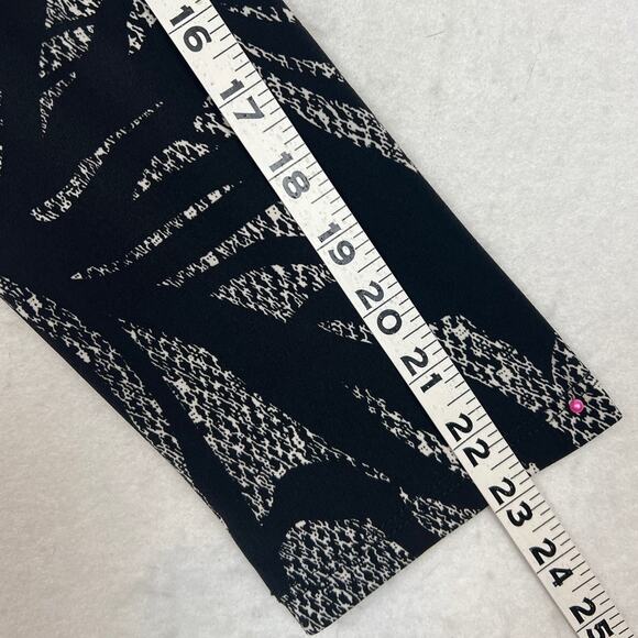 Clara Sun Woo Cardigan Black White Tropical Print SZ L Lightweight Sophisticated - Picture 7 of 9